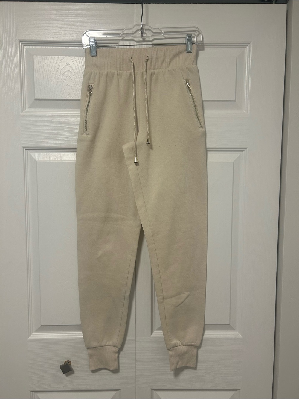 Cream Drawstring Waist Joggers - Picture 2 of 9